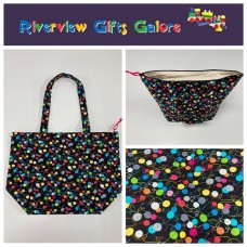 Large Tote Bag With Zip - Little Yarn Balls Large Tote Bag With Zip - Little Yarn Balls